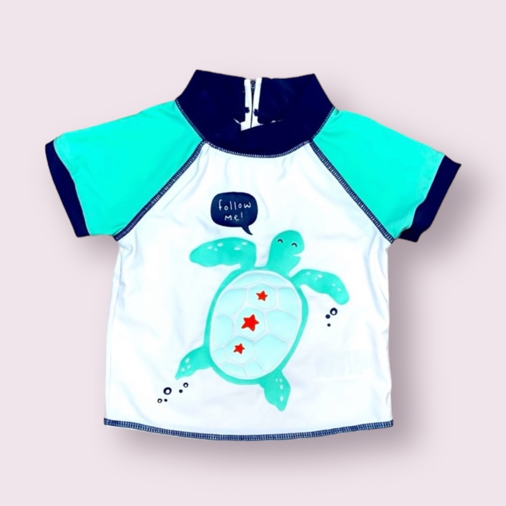 GAP Swim Rashguard Sea Turtle 12-18 Months White Teal